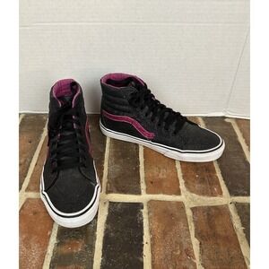 Vans Sk8-Hi High-Tops Black And Pink Glitter Canvas Women's Size 10